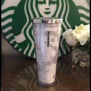 Starbucks Silver & White Brushed Cold Cup Venti Tumbler with Silver Lid